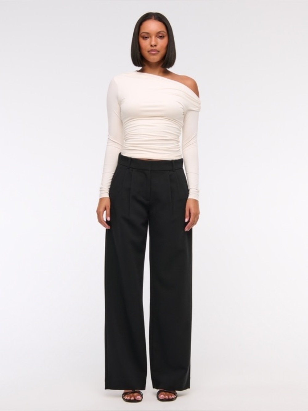 Abercrombie & Fitch Sloane Black Wide Leg Pants 4S Tailored Trouser 25217